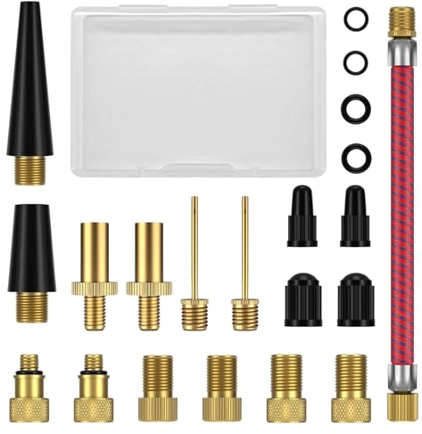 ZUOQIANG Fahrradventil Adapter Set, 21 Stück Französisches Ventil Adapter, SV DV AV Ventiladapter Fahrrad, Luftpumpe Adapter, Fahrradventil Adapter Kompressor für Alle Fahrradpumpe Luftpumpe Ballpumpe