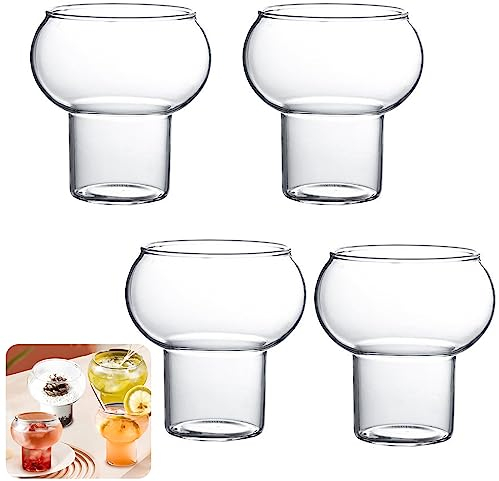 BODYGAD Juego De 4 Vasos Con Forma De Lata De Vidrio, DiseñO De Vidrio De Burbujas Vintage Vaso Para Beber CristaleríA 280Ml Vasos De Café Helado Vasos De Trago Largo Copas De CóCtel