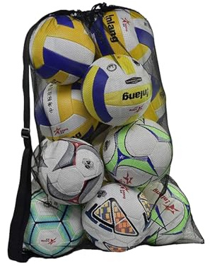 ZPLASK Extra Large Sports Ball Bags - Adjustable Shoulder Strap for Football, Basketball, Rugby, Volleyball (10-15Balls)
