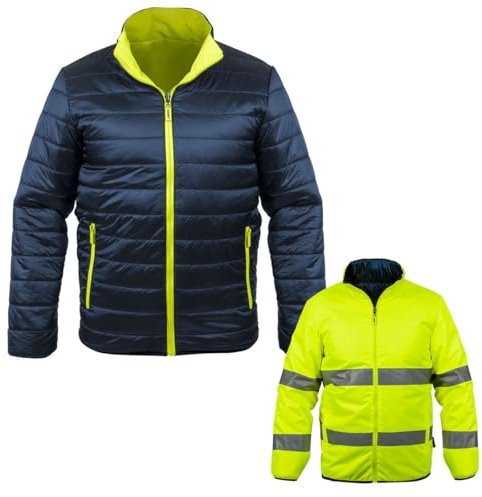 VITO - Veste de sécurité Hiver haute visibilité Taille S Réversible Jaune/noir 2en1Bandes reflechissantes Dual