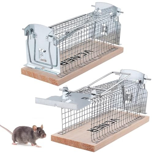 Piège à Souris, 2PCS Piège à Rat Vivante, Piège pour Rongeurs Cage Souris, Protection de l'environnement et Souricière réutilisable pour Souris Rongeurs Mulots pour Intérieur et Extérieur