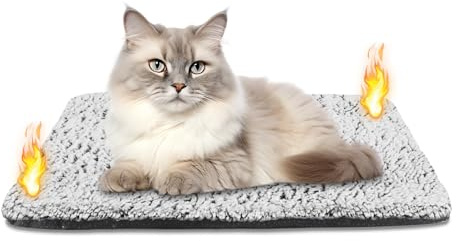 Emwel Self Heating Cat Bed Heated Cat Blanket Washable Warming Pet Pad Electric-Free Heat Bed Puppy Cushion Mat Reversible 40x50 cm