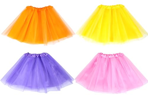 Koogel 4PCS Tutu for Toddler Girls, Multicolor Skirts for Toddler Girls, 3-Layer Ballet Tutu Dress Up for 2 Year Old Game Birthday Party Costume