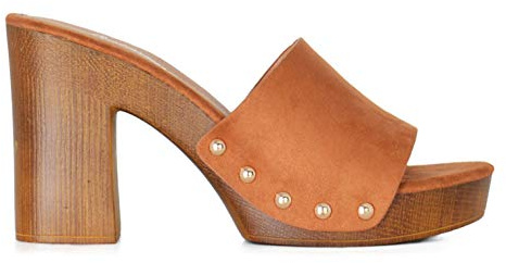 Altamoda Sandalias para Mujer de Plataforma Tacón de Madera Estilo Zuecos Camel (40)