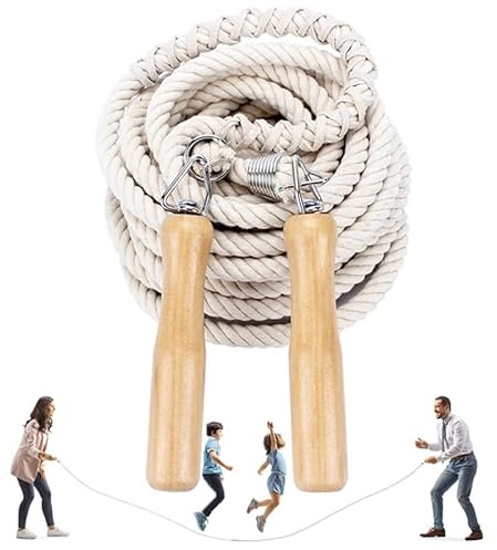 Grupos Saltar Cuerda, Salto Cuerda Multijugador, El mejor equipo Longitud Cuerda Salto para Deportes Escolares Actividades Aire Libre 5 Metros -7 Metros -10 Metros (A Mod. - Beige, 7M)