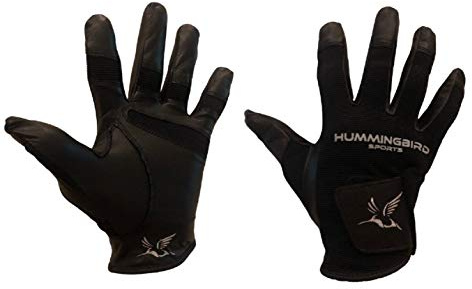 Hummingbird Sports Girls Genuine Leather Lacrosse, Field Hockey Gloves (Black,Medium)