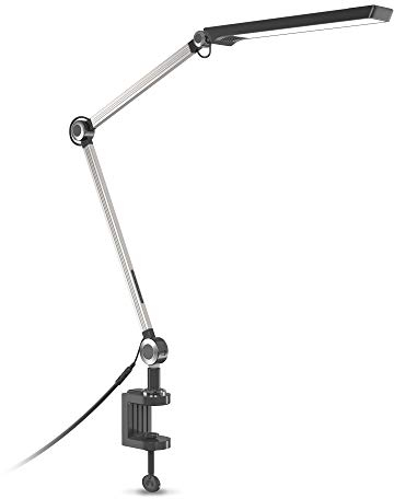 B.K.Licht - Schreibtischlampe einstellbar von warmweiß bis kaltweiß, schwenkbar, Touch, Klemmlampe, Klemmleuchte, Nachttischlampe, Leselicht Kinder, Bürolampe, Leselampe, 66,7x70,3 cm, Schwarz