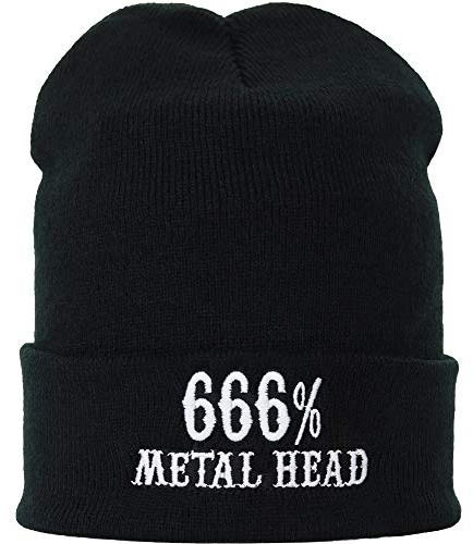 Stickad mössa: 666 % metallhuvud – tung metall – varm vintermössa/yllemössa – rockn roll – biker motorcykel punks – unisex män kvinnor huva – present sjömansmössa/rullmössa arbetsmössa lång beanie-mössa