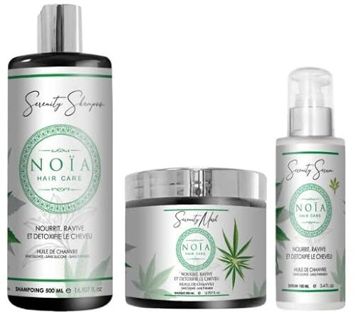Coffret Luxe Routine Capillaire - GAMME SERENITY - Pack Trio Shampoing + Masque + Sérum + HUILE DE CHANVRE - NOÏA HAIR