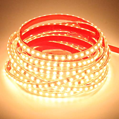 pcning Helle LED Streifen 230V Direktanschluss 5M Warmweiss, 5 Meter LED Strip mit Schalter IP67 Wasserdicht Band (Warmweiß, 5M)