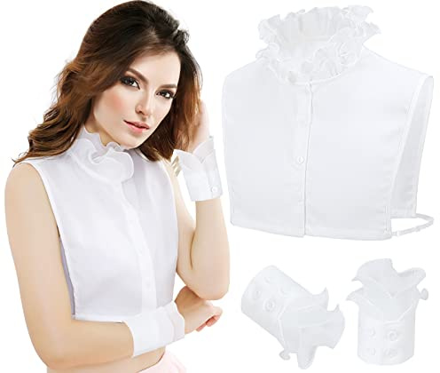 XEPST 2 Pieces Detachable Collar Women's Shirt, Blouse Half Collar Fake Collar for Women, White, One Size