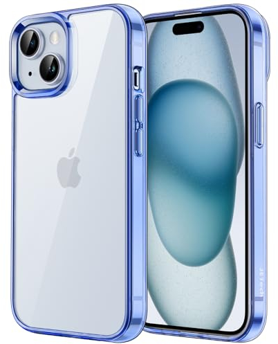 JETech Hülle für iPhone 15 6,1 Zoll, Nie Vergilbung Handyhülle Stoßfest, Schutzhülle Anti-Kratzt Transparent Rückseite (Dunkelblau)