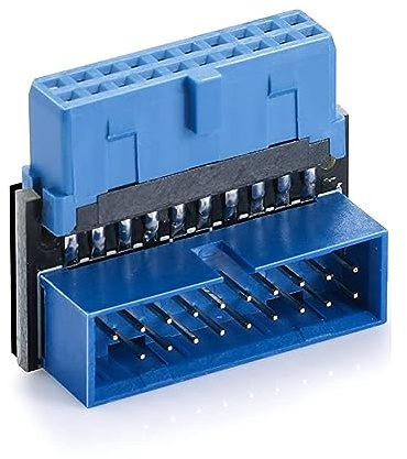 CABLEPELADO Adaptador USB 3.0 Angulado para Placa Base, Conector USB Angular, 20 Pines, Velocidad hasta 5 Gbit/s, Angulo hacia Abajo