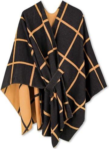 Breezy Lane Damponcho, halsduk, stickad cape, vändbar, elegant, överdimensionerad ruana, cardigan, present till mamma