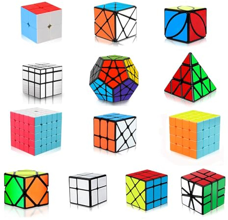 Speed Cubes, [13Pack] Speed Cube Set - Megaminx Mirror Pyramid Fluctuation Angle Wheel Square King Puzzle Cube Collection Speed Cube Bundles for Kids& Adults