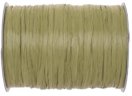 Glorex 6 9400 610 - Rafia, 100 m di Rafia Opaca in Rotolo, Oliva - per l'artigianato, la Decorazione o per composizioni Floreali, Bouquet e Altri lavori di fioritura