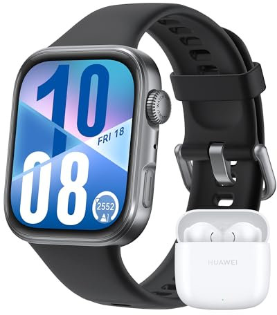 HUAWEI WATCH FIT 4 Aluminum Alloy Black + FreeBuds SE 2 White, Smartwatch for Men Women, Ultra Slim, iOS & Android, up to 10 Days Battery Life, Bluetooth Call, GPS Running Smartwatch, AMOLED Display