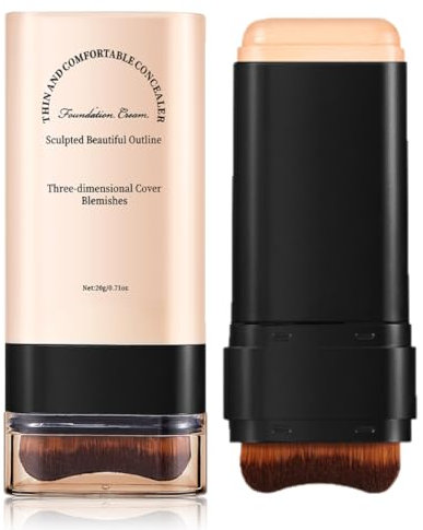 KARLOR Fondotinta con pennello, correttore, matita base leggermente trasparente, crema fondotinta per carnagione mista (03# beige caldo)