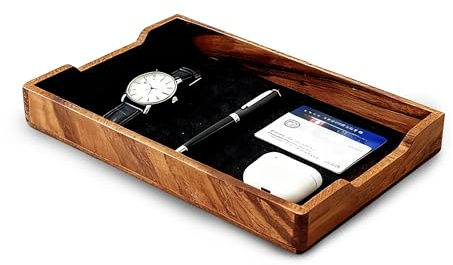 Moginno Desk Tray Organizer Drawer for Home Office, Desktop Accessories Walnut Desk Organizer Tray for Keys, Pen, Watch