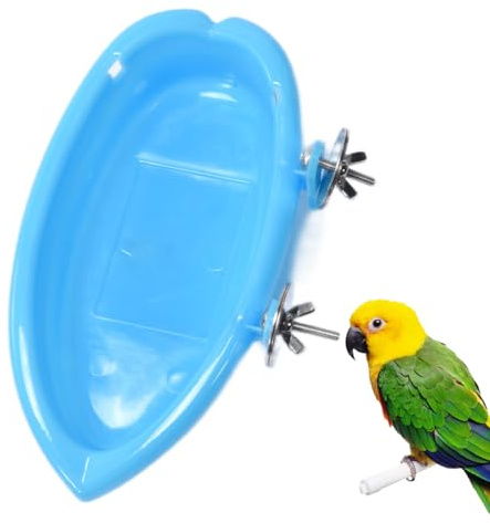 WeddHuis 1 Pcs Baignoire pour Oiseaux - Accessoire de Cage pour Perroquets, Canaris et Petits Oiseaux (Bleu)