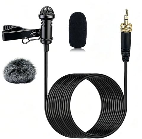 SEYUGOPTI Lavalier Lapel Microphone Compatible with Sennheiser EW500 SK100 Wireless Transmitter, Omnidirectional Condenser Mic for Use on Stage Houses of Worship Presenters, 3.5mm Plug, Black