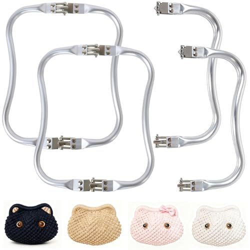 OUYIWEIMAOYI Chiusura Borsa Manico, 4 Pezzi Borsa in Alluminio a Forma di Mper Borsa, Clutch per Borse Uncinetto,per Borse Telaio Borsa Interno per Borsa Frizione Artigianato Fai da Te (19CM)