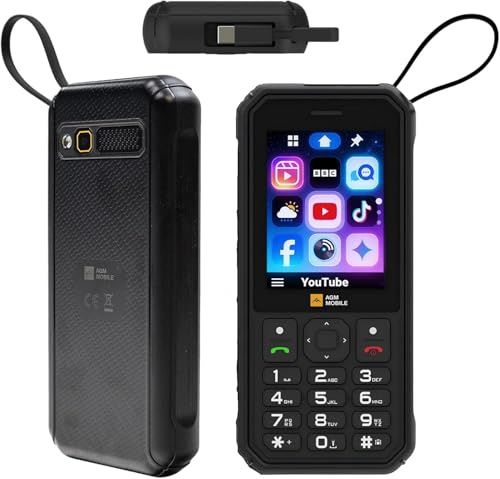 AGM M11 4000mAh Seniorenhandy 4G,2,8 Zoll Prepaid Handy,Seniorenhandy Ohne Vertrag,Reverse Charging,WLAN Hotspot,IP68/IP69K Wasserdicht,Große Tasten,Dual SIM,Schwarz
