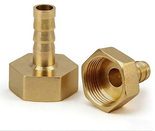 SUpoetry 2 Piezas Conectores de Latón, 10 mm con Púas x 3/4 Hembra Adaptador de Tubo Roscado, Adaptador de Púas para Conexiones de Tuberías, Agua, Aire, Gas, Tuberías de Aceite