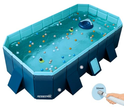 INDUSTEX - Piscina Plegable Foldable Pool, Piscina para niños, Piscina para Perros portátil, Piscina Desmontable, bañera, Piscina Juguete, Adecuada para niños, Mascotas Medianas ((Apta Bomba) 253x133)
