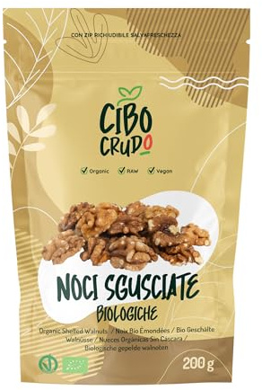 Nueces Peladas Naturales y Orgánicas - 200g. Nueces Ricas en Sales Minerales y Vitaminas. Para Consumir como Snak Ensaladas Muesli o Yogurt.