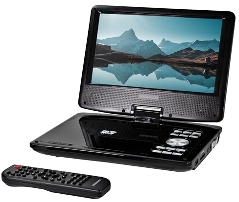 Magnavox 9 Inch TFT Swivel Screen Portable DVD/CD Player With USB/SD card slot, Remote And Car Adapter Rechargeable Battery