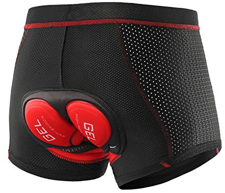 ARSUXEO cykelshorts för män 3D gel vadderade undershorts cykeltillbehör 001C, Röd, S