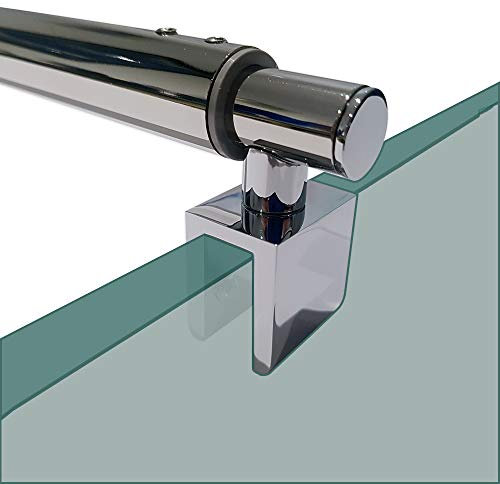 Shower Glass Support Bar | for Wetrooms or Shower Enclosures | Fits 6mm Glass | 700 to 1200mm Adjustable Telescopic Length | Stainless Steel Chrome Rounded Shape | BAR001