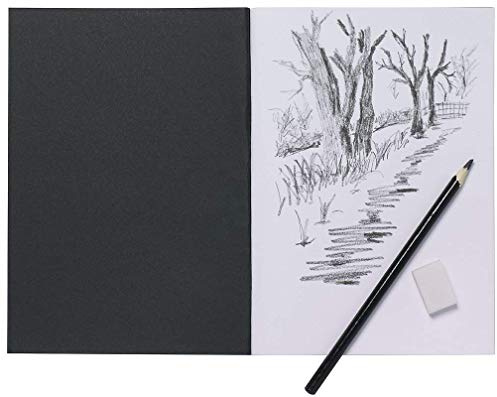 2 X A5 Artist Sketch Book White Cartridge Paper Black Card Cover Art Pad