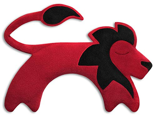 LESCHI Wärmekissen - Körnerkissen für Mikrowelle - Tier Löwe Rot - anschmiegsames Nackenkissen mit Bio Weizen - ideal als Wärmespender im Winter und bei Verspannungen an Nacken Schulter Hals