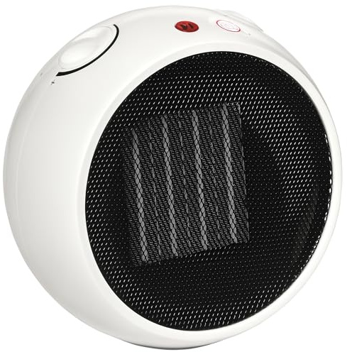 HOMCOM 1500W Small Space Heater, Ceramic Electric Plug in Fan Heater with 3 Heat Setting, Adjustable Temperature, Tip-Over, Overheating Protection, Low Energy, White