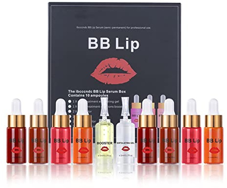 Ofanyia BB Lips Serum Kit, Semi Permanent Make-up Behandlung, Lip Gloss Lip Serum für Lip Pigment, 4 Farben flüssige Lip Pigmente, Exfoliating Gel und Booster enthalten