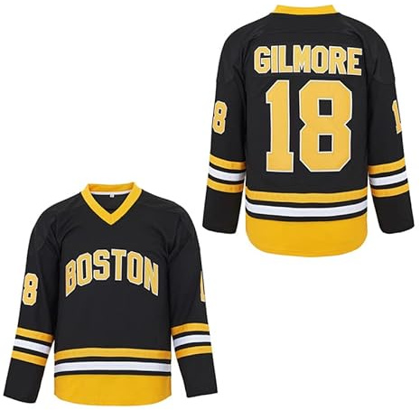 Herren Happy Gilmore Jersey 18 Adam Sandler 1996 Movie Hockey Trikots schwarz genäht S-XXXL, Schwarz, XX-Large