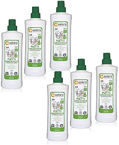 Officina Naturae Detergente para platos ecológicos sin perfume para lavar a mano Bio sostenible vegano 1 litro x 6 paquetes