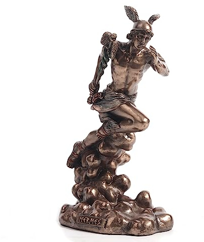 Veronese Design Figura de Escultura de Resina fundida en frío con Acabado de Bronce y heraldo Griego de Hermes de 6 1/8 Pulgadas