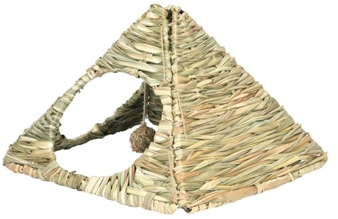 perfk Grashaus für Kaninchen, gewebtes Heubett, Bequeme, Faltbare, gewebte Versteckhütte für Meerschweinchen, Hamster, Kanarienvögel