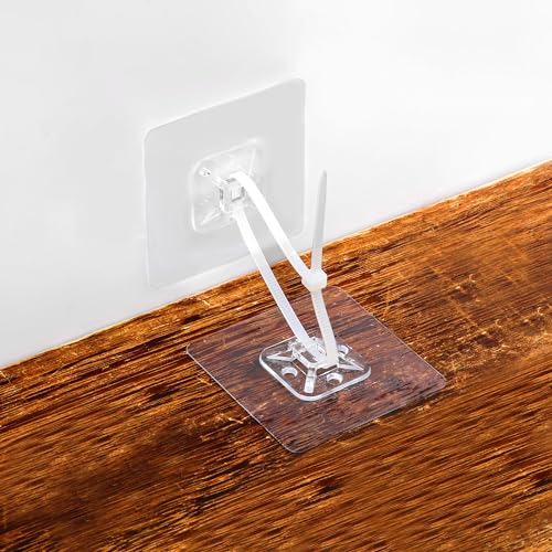 26 Stück Ohne Bohren Möbelanker, Selbstklebend Möbelanker an der Wand zur Babysicherung mit Nylonbändern Möbelbefestigungen für Schränke Kleiderschrank Bücherregal Kommode Schublade