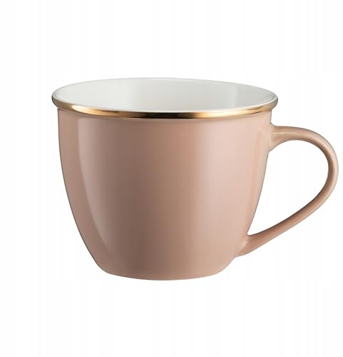 VILLA ITALIA CINNAMON Grande tasse jumbo en porcelaine, beige, 550 ml, tasse à café, tasse à thé en porcelaine, grande tasse à café, tasse à thé