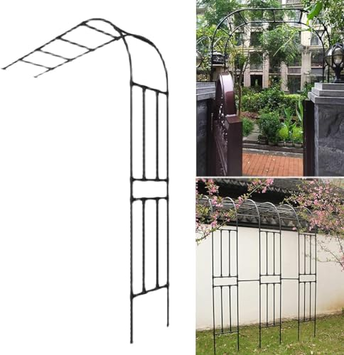 MISKYN Halber Gartenbogen, Rosenbogen Aus Metall Für Kletterpflanzen, Halbbogen, Breite 120 cm, 150 cm, 180 cm, Wetterfestes Torbogen Rankhilfe Rankgitter, Einfache Montage,Schwarz,220 * 240cm