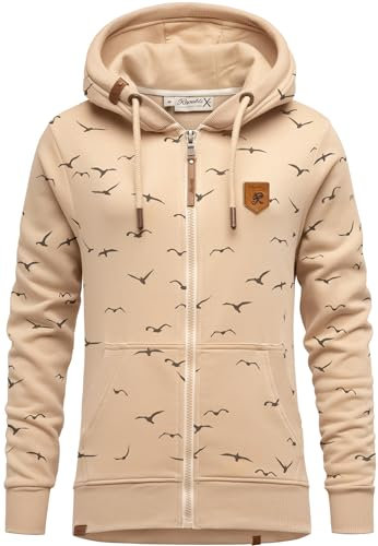 REPUBLIX Damen Sweatjacke Hoodie Sweatshirt Pullover Zipper Jacke RD-024 Beige XS