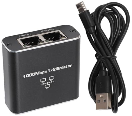 Divisor Ethernet 1 a 2, Conmutador de Red Interfaz Tipo C Ampliar Puertos de Red Divisor Gigabit Ethernet 1 a 2 Conmutador Ethernet RJ45 de 1000 Mbps Divisor de Internet LAN de 2