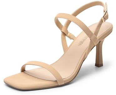 DREAM PAIRS Sandali da donna con cinturino posteriore, punta quadrata e aperta, con cinturini intrecciati, tacco alto alla caviglia, scarpe eleganti per abiti da cerimonia, 38.5 EU