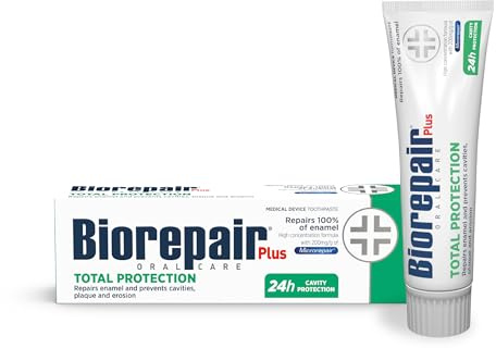 BIOREPAIR Plus Total Protection - Fluoride Free Hydroxyapatite Toothpaste, Repairs Enamel & Prevents Cavities Plaque and Erosion, Toothpaste for Sensitive Teeth - Oral Care, 75ml, Made in Italy