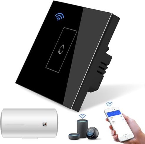 Smart Immersion Heater Timer, 40A 8000W WiFi Smart Switch, Touch Boiler Control Works With Amazon Alexa & Google Assistant (Black)