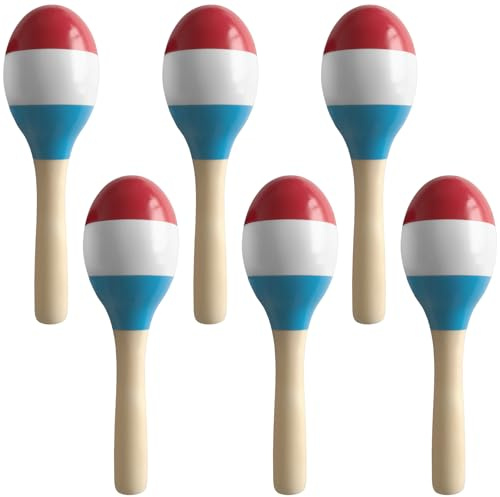JIEHIN 6 stycken mini trä maracas, maracas skallra av naturligt trä, handmålad trä maracas instrument för rytm, musikaliskt kul, födelsedagskalas, karneval